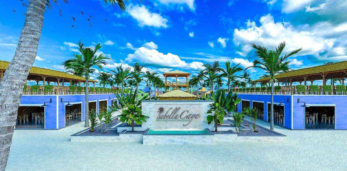Resort walkway rendering — a village by the sea